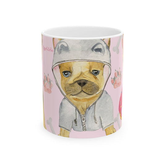 Frenchie Ceramic Mug, (11oz, 15oz)