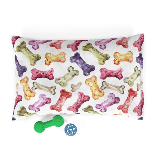 Colorful Watercolor Bones Pet Bed