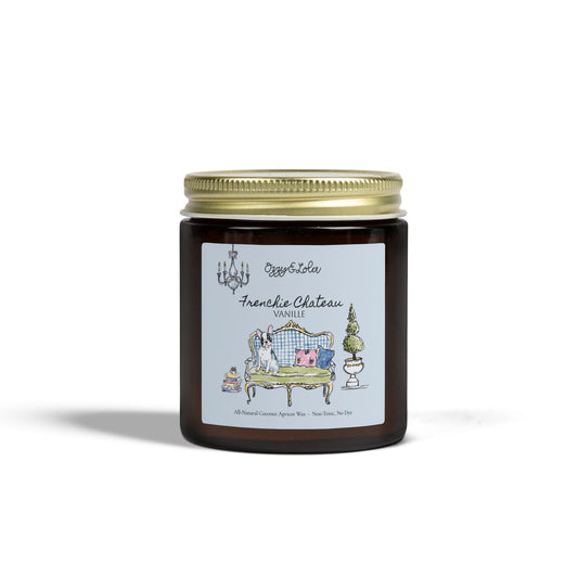 Frenchie Chateau Vanilla Candle 4oz or 9oz | Coconut Apricot Wax