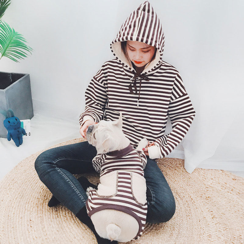 Striped Padded Sweater for Pet and Owner Matching