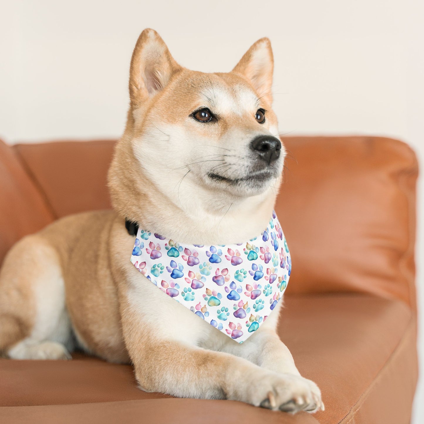 Pastel Paw Print Pet Bandana Collar