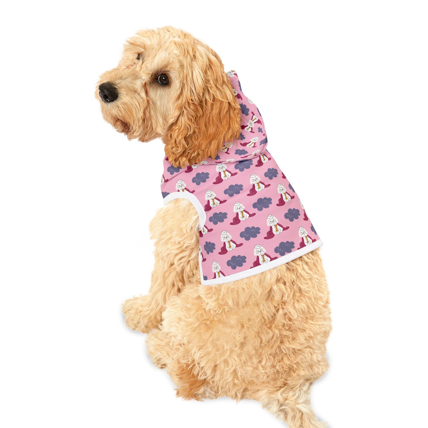 Pink Poodle Pattern Pet Hoodie