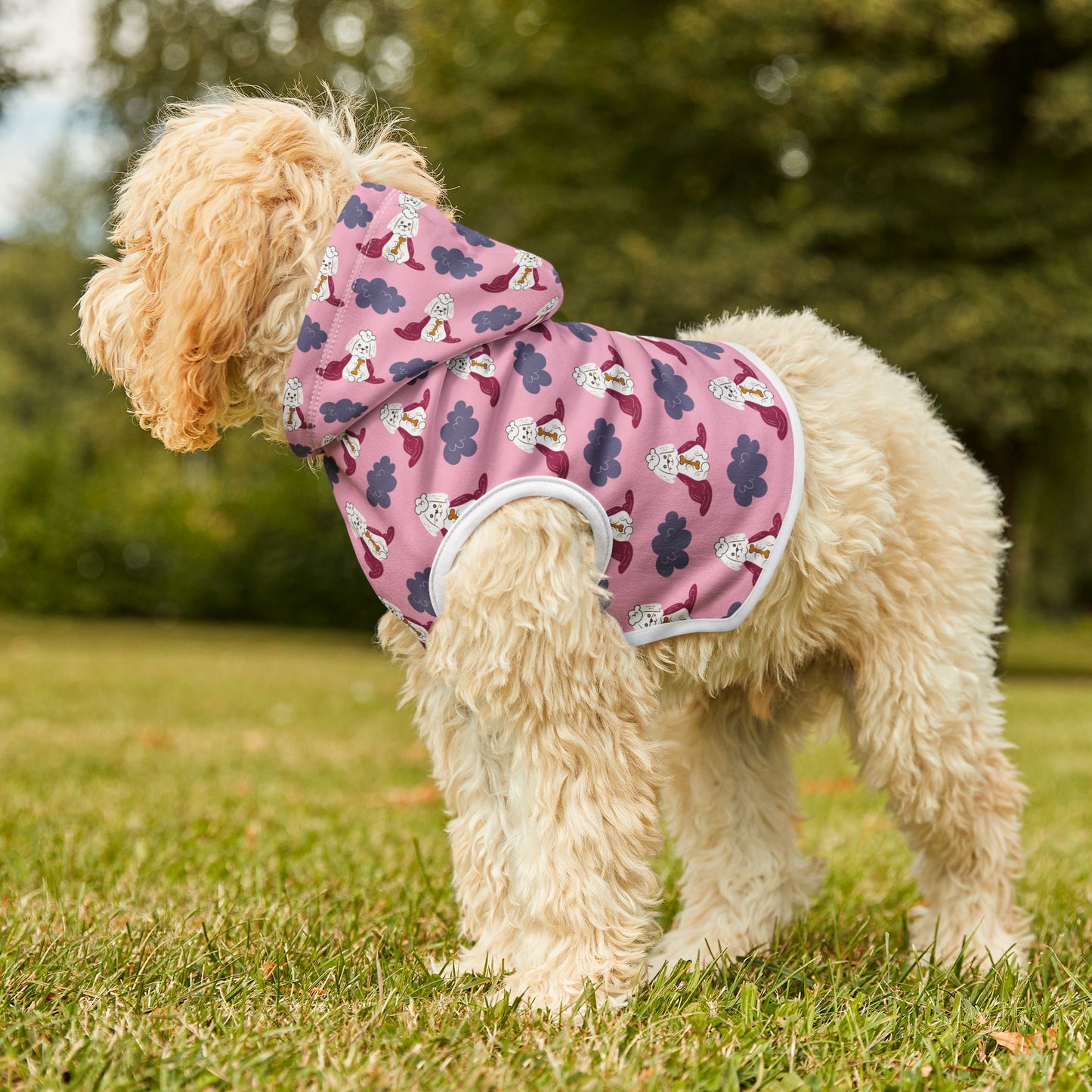 Pink Poodle Pattern Pet Hoodie