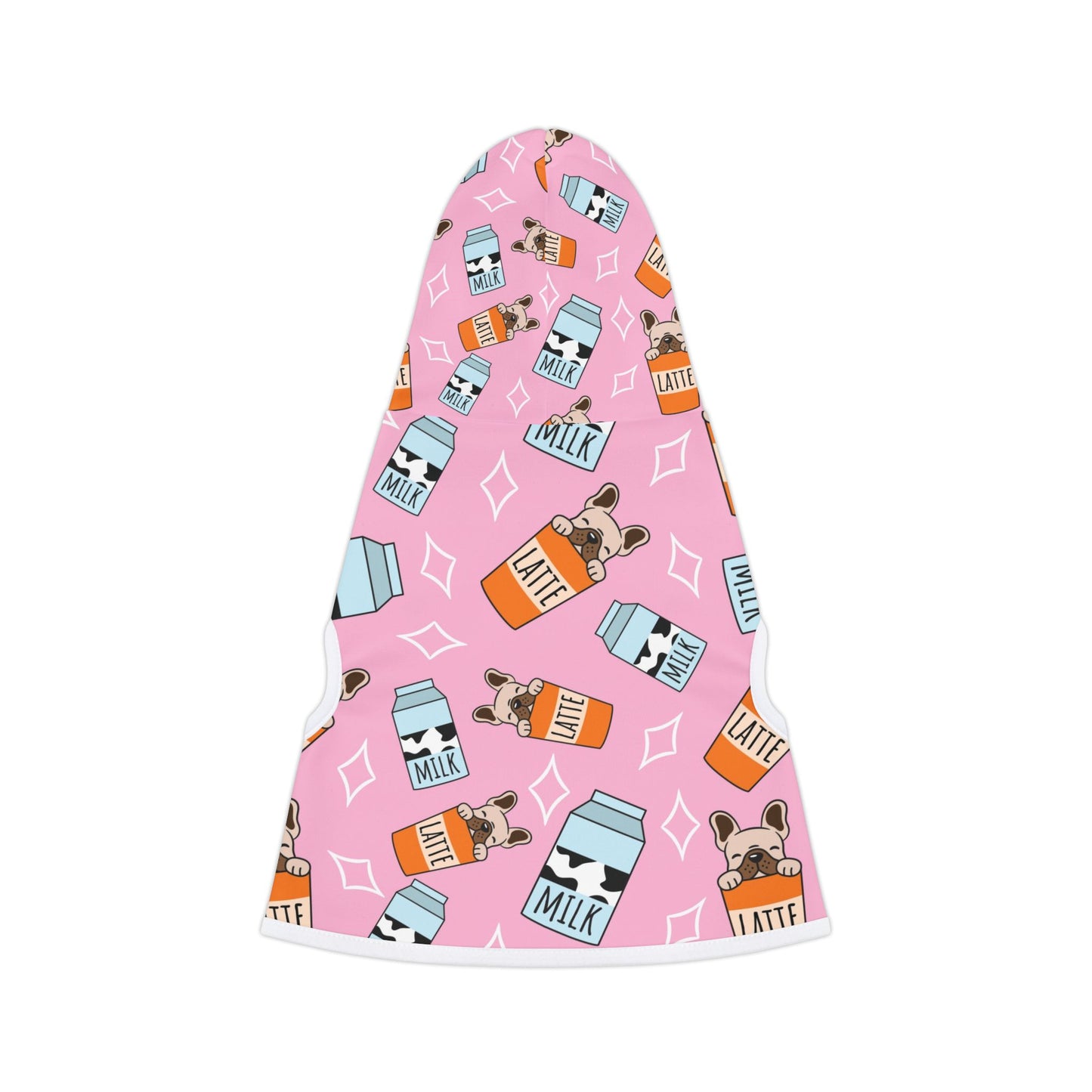 Pink Milk & Latte Pet Hoodie — Cute French Bulldog Patterned Dog Hoodie
