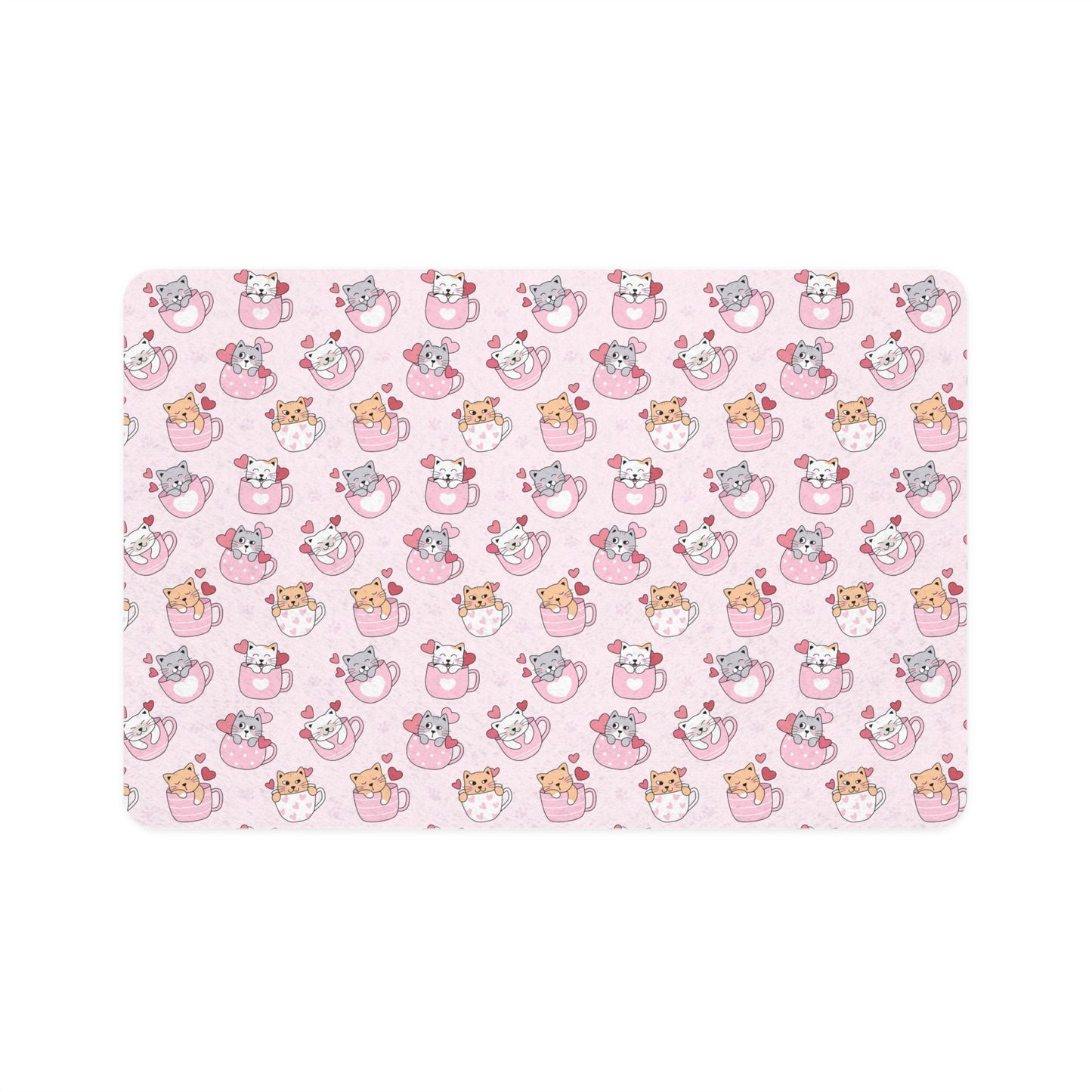 Cute Pink Cat & Dog Pattern Pet Food Mat