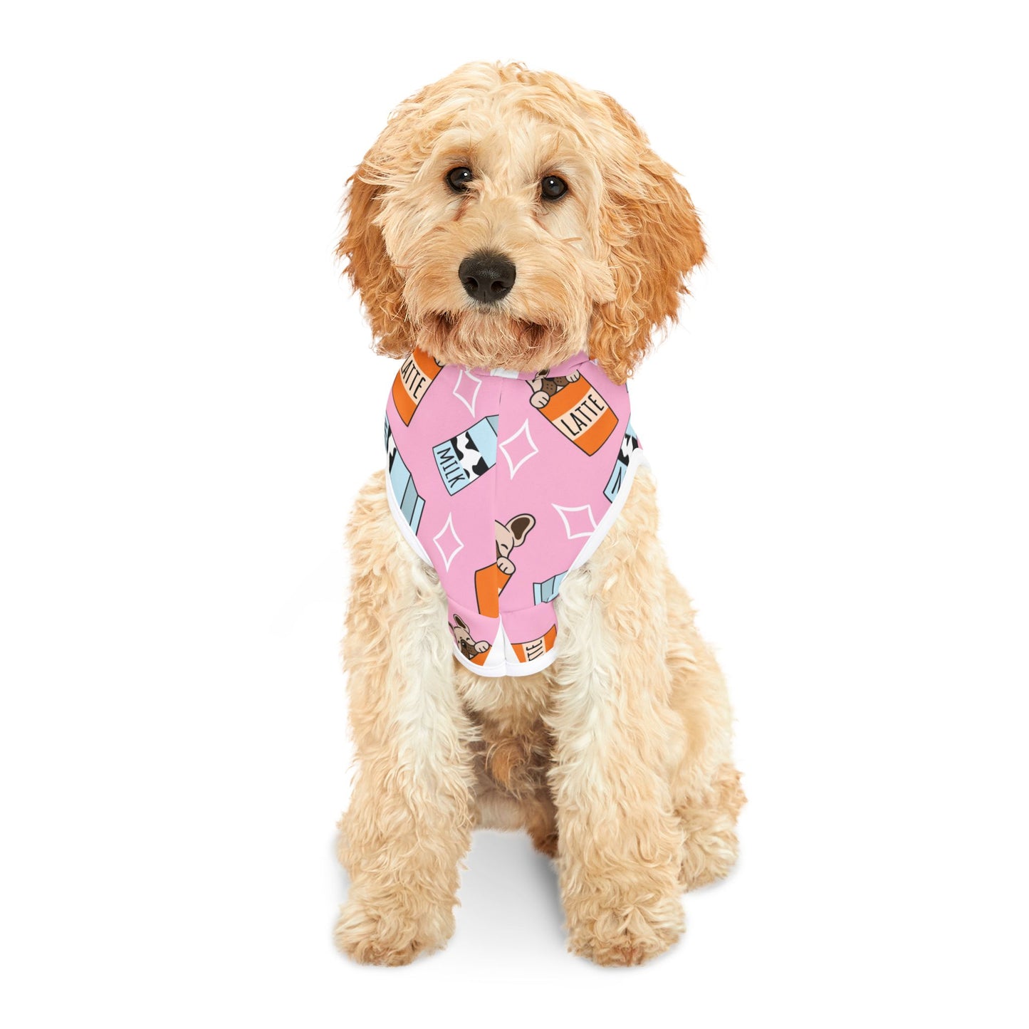Pink Milk & Latte Pet Hoodie — Cute French Bulldog Patterned Dog Hoodie