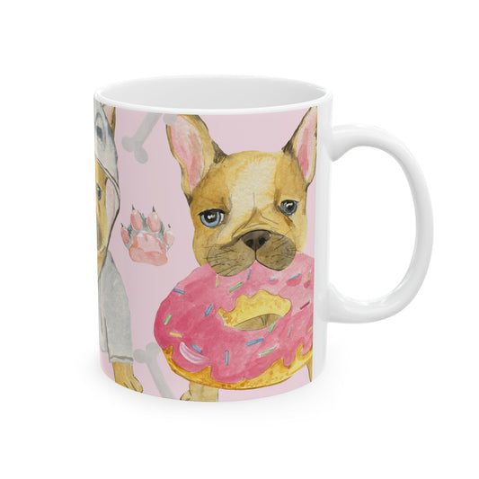 Frenchie Ceramic Mug, (11oz, 15oz)