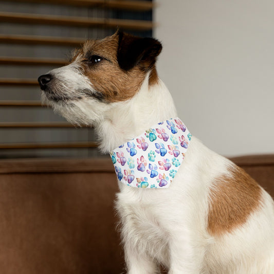 Pastel Paw Print Pet Bandana Collar