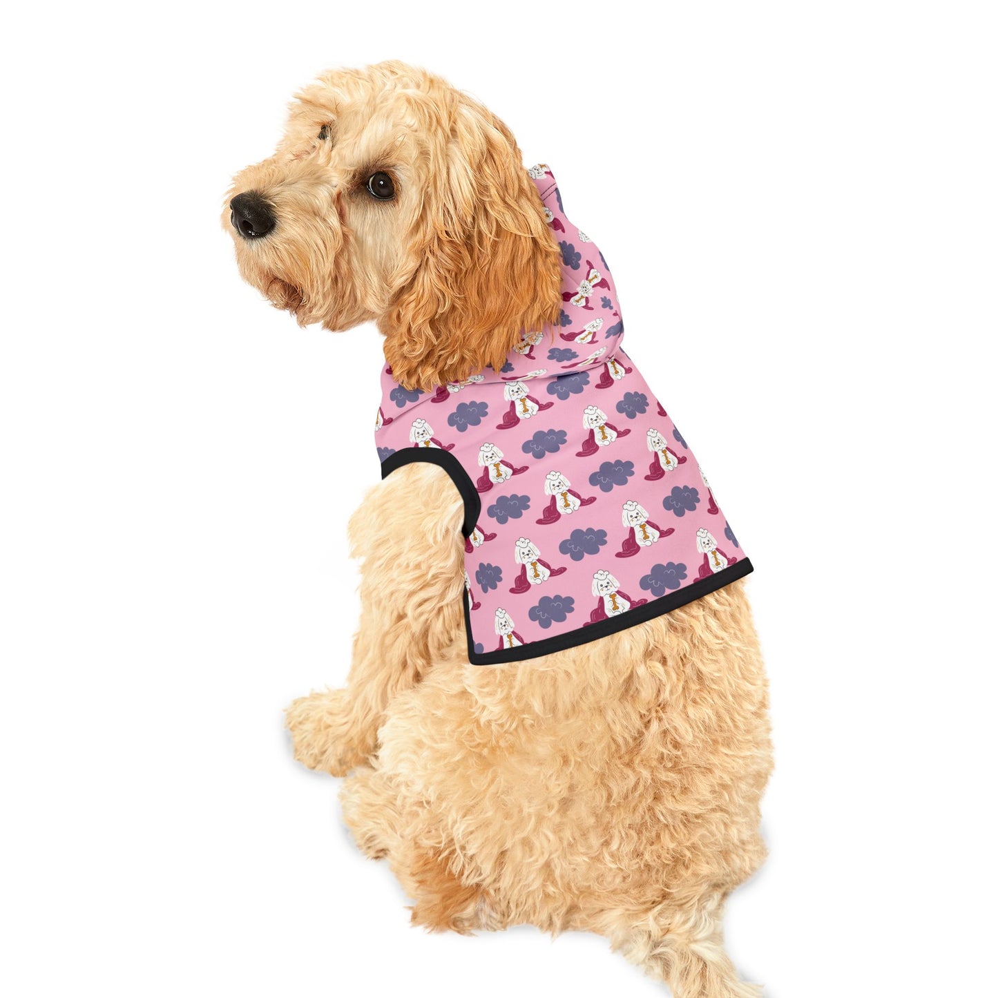 Pink Poodle Pattern Pet Hoodie