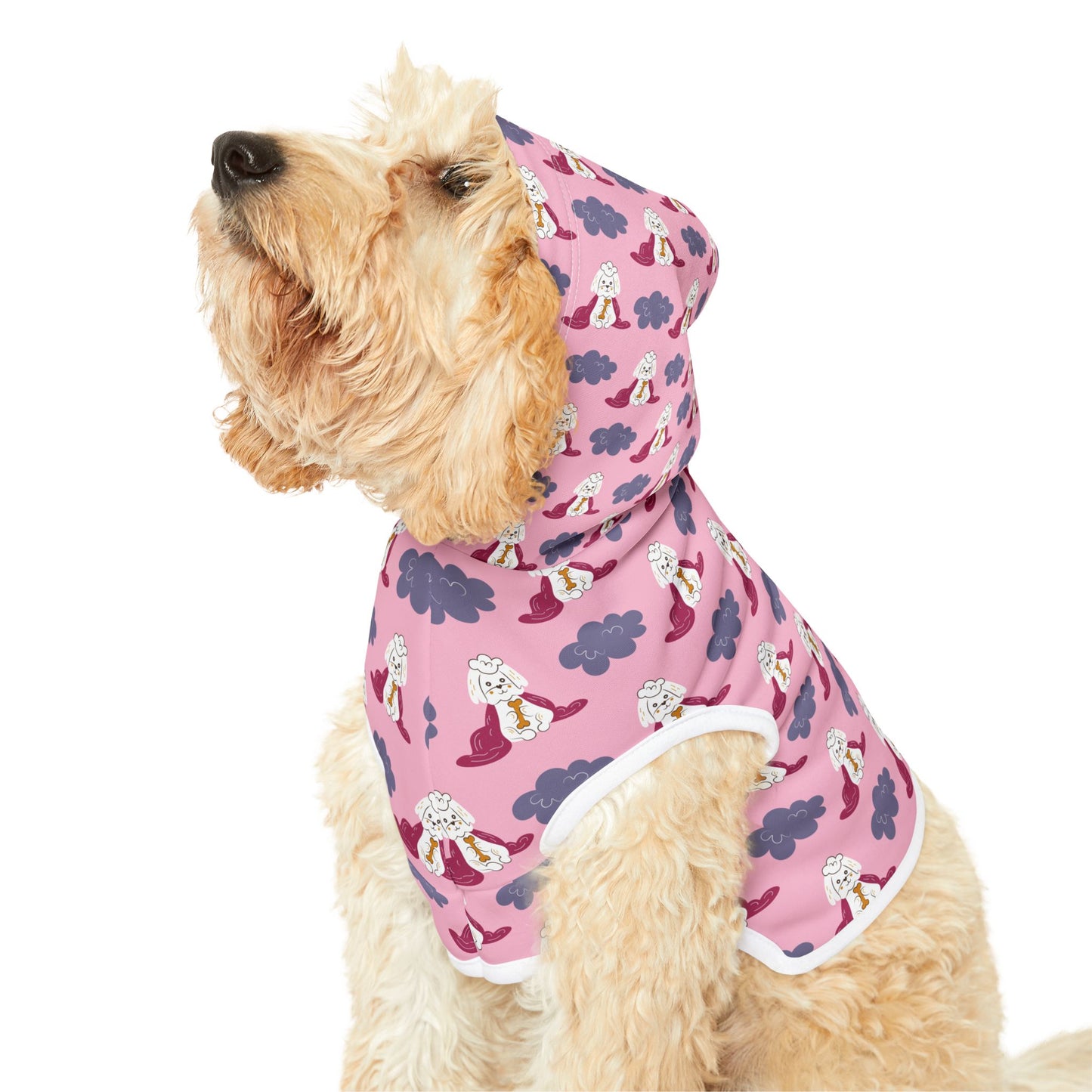 Pink Poodle Pattern Pet Hoodie