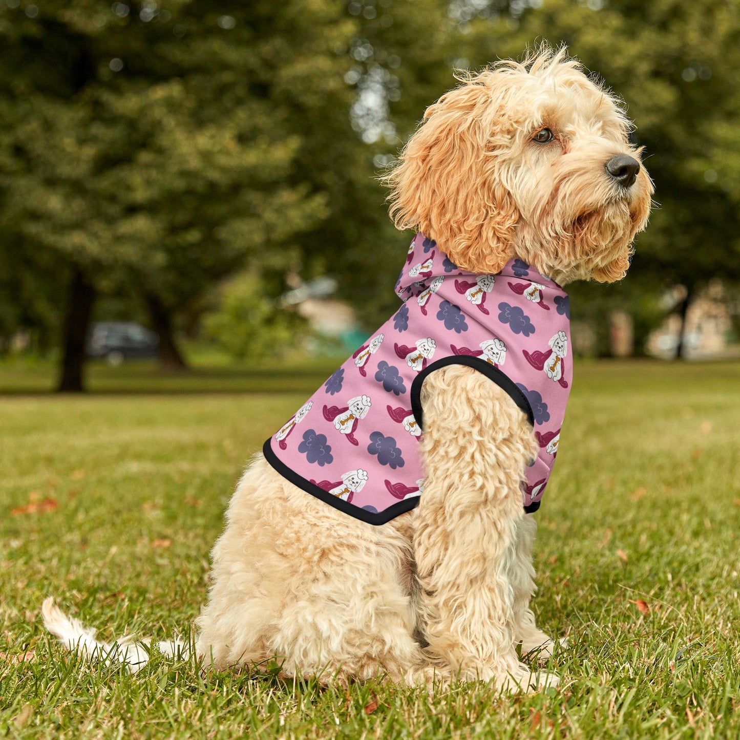 Pink Poodle Pattern Pet Hoodie