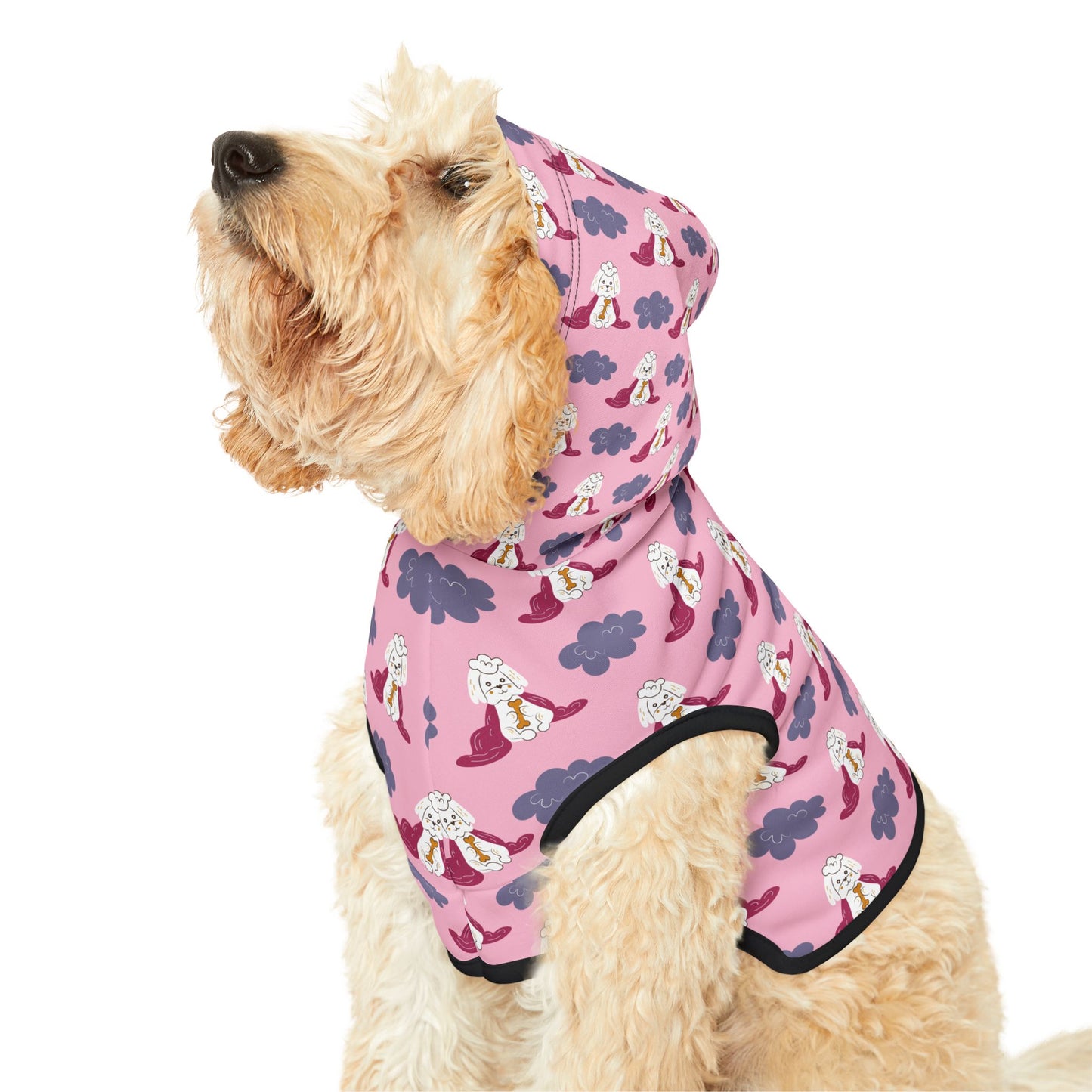 Pink Poodle Pattern Pet Hoodie