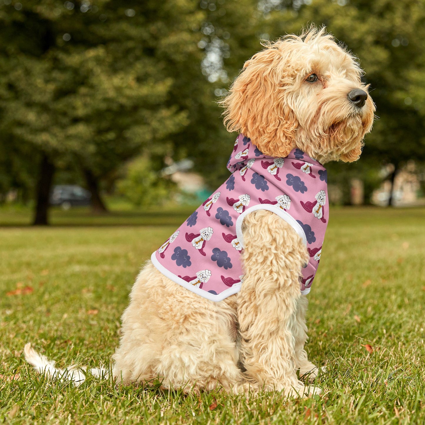 Pink Poodle Pattern Pet Hoodie