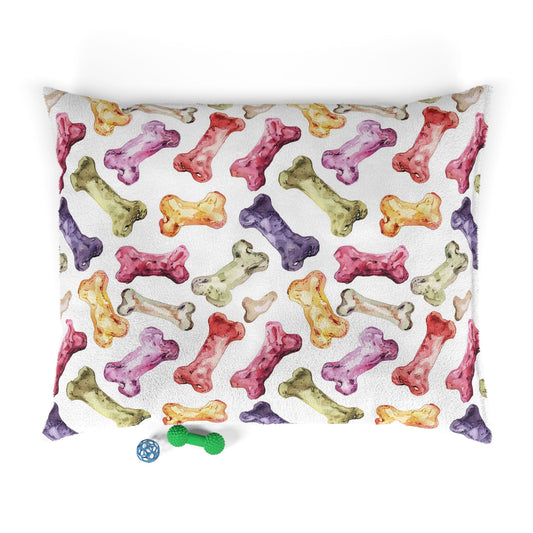 Colorful Watercolor Bones Pet Bed