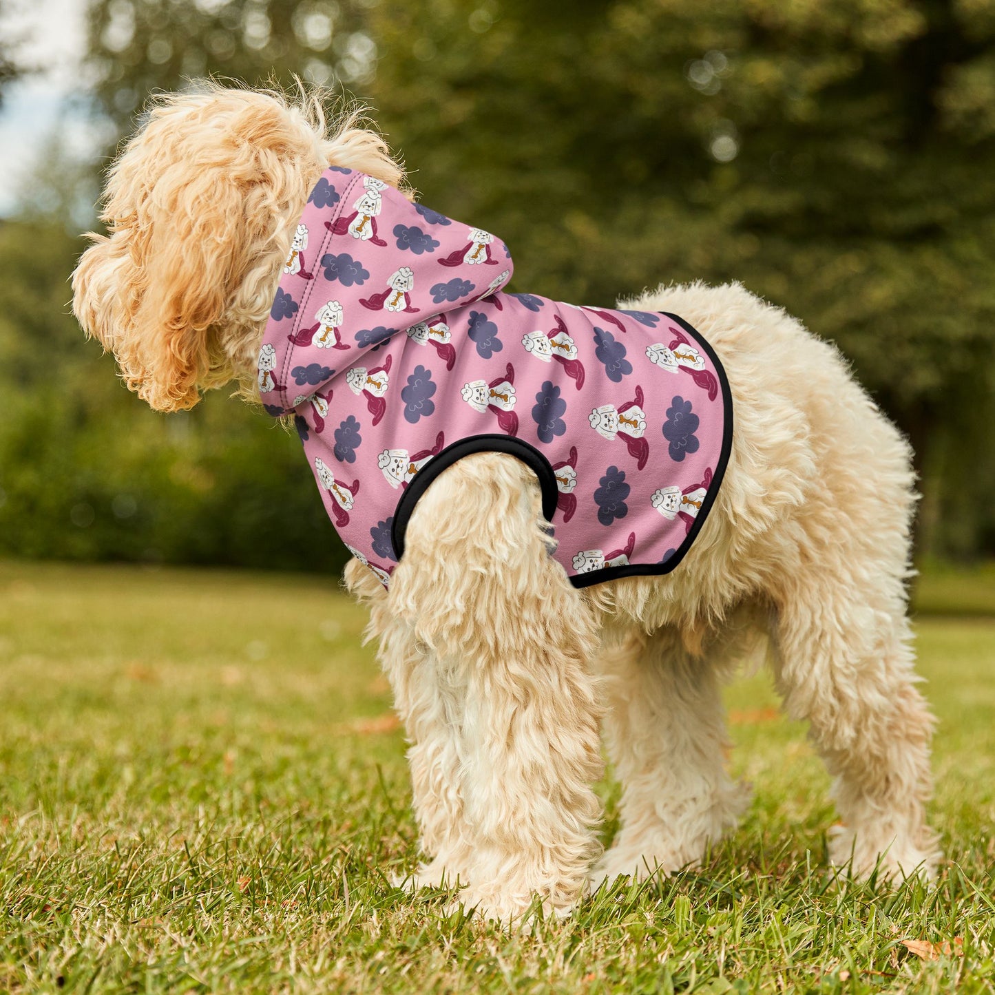 Pink Poodle Pattern Pet Hoodie