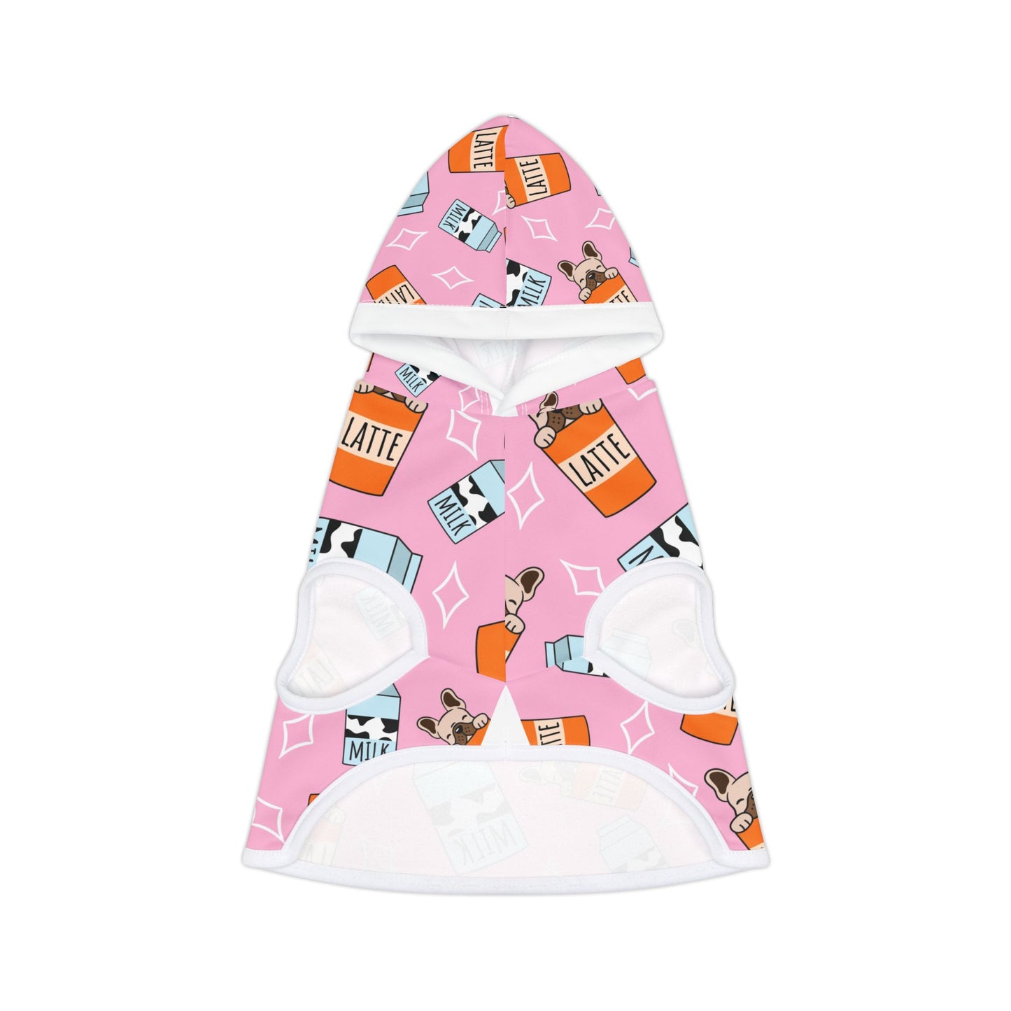 Pink Milk & Latte Pet Hoodie — Cute French Bulldog Patterned Dog Hoodie