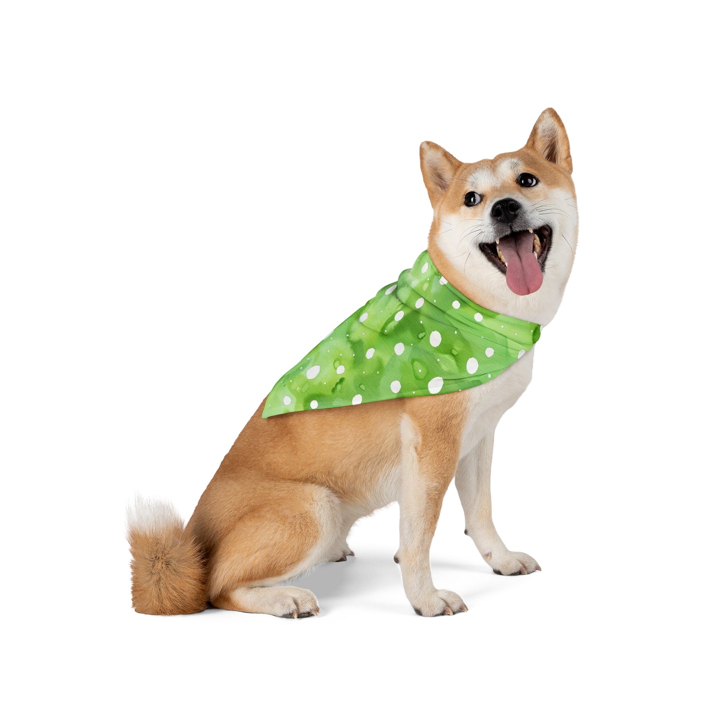 Green Watercolor Polka Dot Pet Bandana