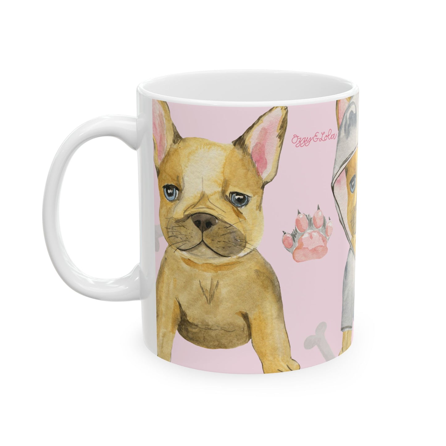Frenchie Ceramic Mug, (11oz, 15oz)