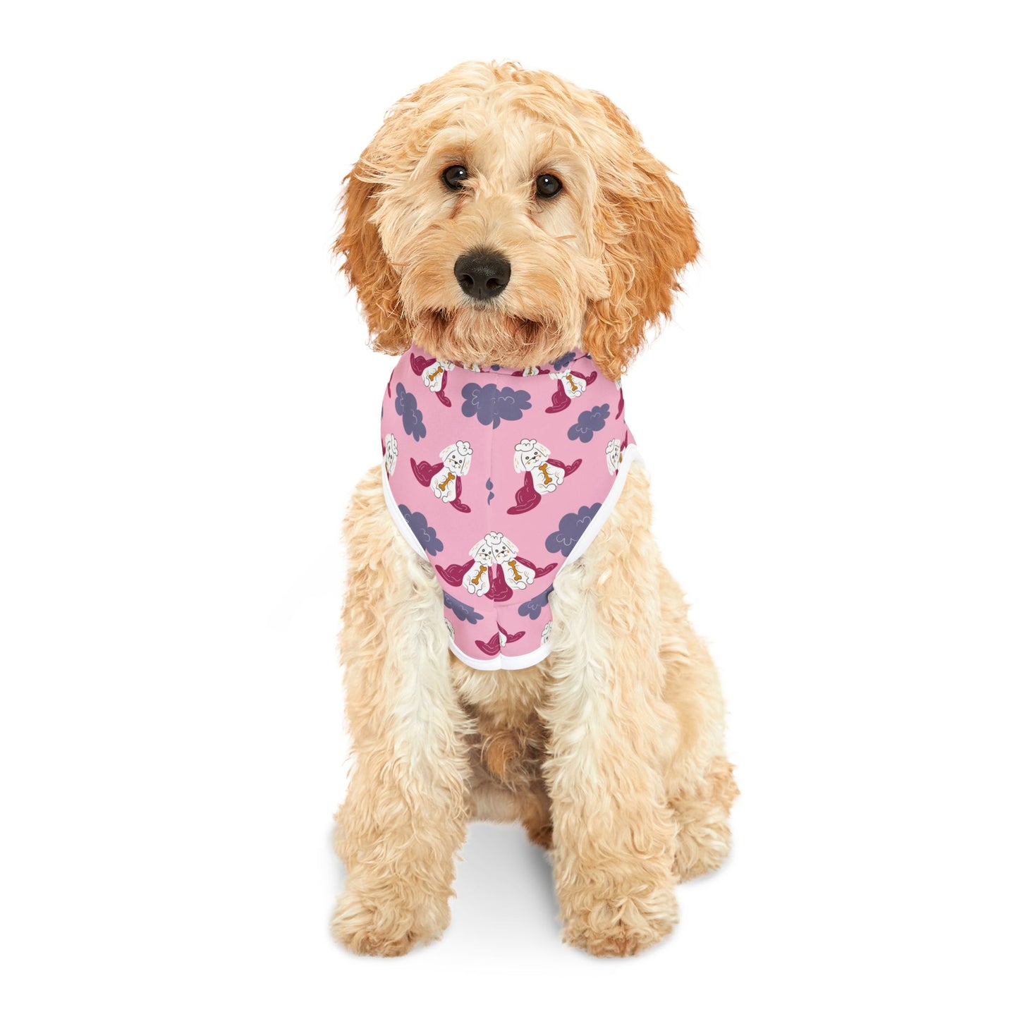 Pink Poodle Pattern Pet Hoodie